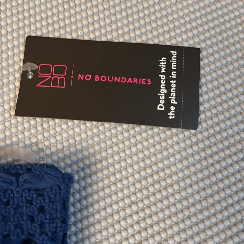 No Boundaries Blue and White Jumpsuit with Striped Pattern - Picture 2 of 2
